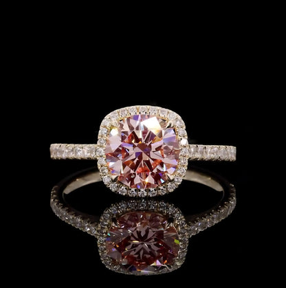 Luxury 8CT Pink Lab Grown Cut Diamond Engagement Ring IGI Certified VS1 Clarity 14K Yellow Gold Rhodium Plated Vintage Fine