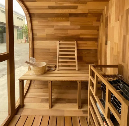 Outdoor 4-Person Cedar Sauna: a Spacious Sanctuary with Aromatherapy for Wellness Therapy