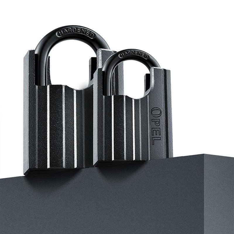 OPEL Heavy Duty Hardened Iron Anti-Theft Waterproof Padlock A3 Steel Shackle Key Operated Black Color for Outdoor/Indoor Use