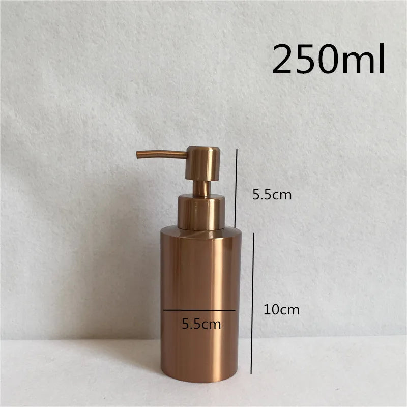 Rose Gold 304 Stainless Steel Liquid Hand Pump Soap Dispenser Shampoo Bottle