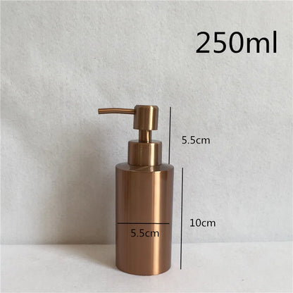 Rose Gold 304 Stainless Steel Liquid Hand Pump Soap Dispenser Shampoo Bottle