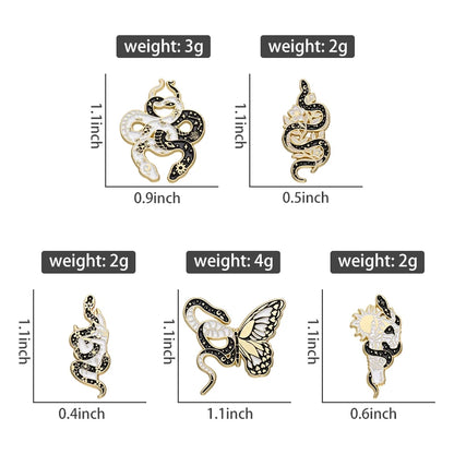 Butterfly Snake Hard Enamel Pins Punk Gothic Animal Cartoon Brooches Lapel Badges Clothes Backpack Accessories Jewelry Gift