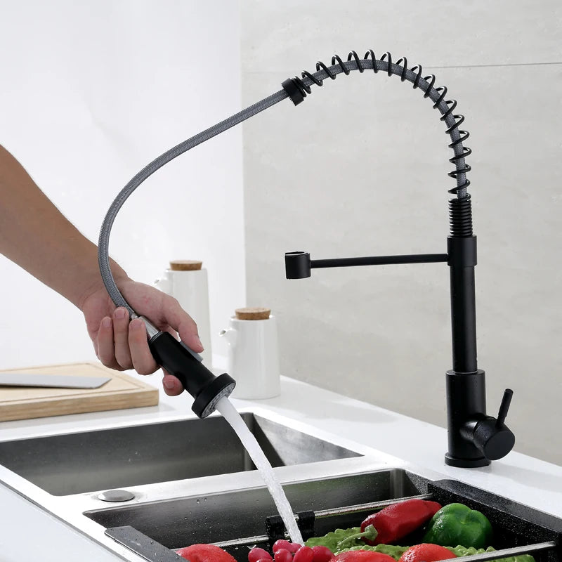 Modern Stainless Steel Single-Handle Kitchen Faucet Deck Mounted with Side Spray for Hotel Use