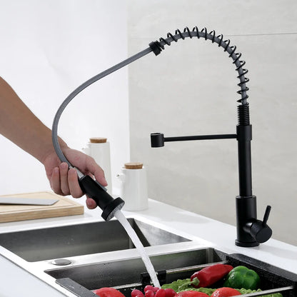 Modern Stainless Steel Single-Handle Kitchen Faucet Deck Mounted with Side Spray for Hotel Use