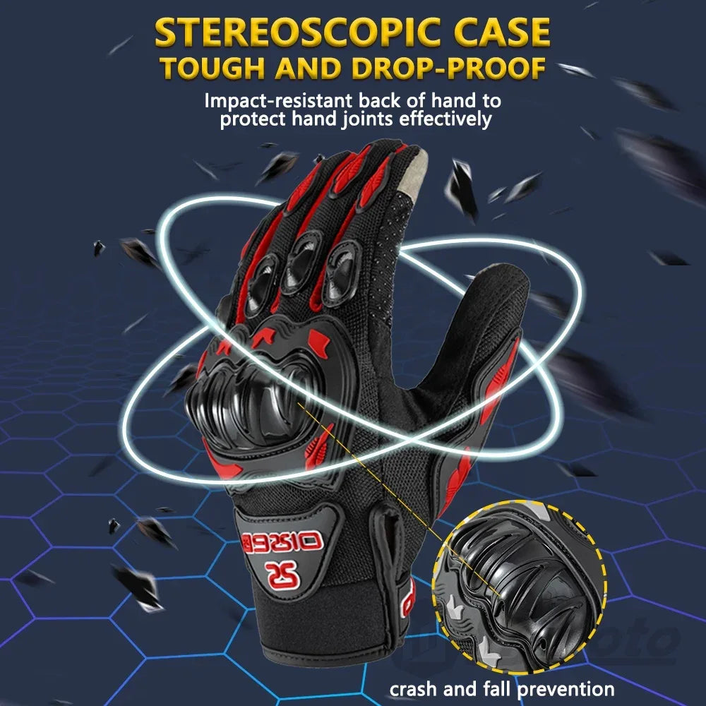 Motorcycle Gloves Summer Waterproof Touch Screen Full Finger Gloves Protective Anti-fall Guantes Moto Non-slip Riding Gloves