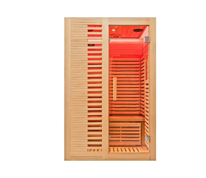 Hesperu HQ-D1220 Solid Hemlock Wood Dry/Wet Steam Sauna Room European Design Soft Touch Control Panel Far Infrared Function 220V