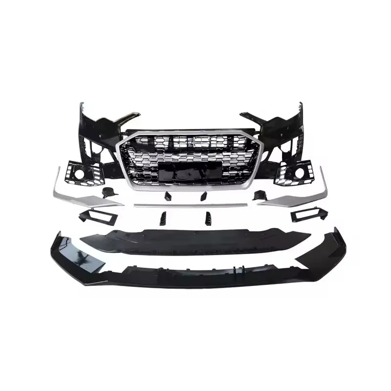 Car A6 S6 C8 4K Front Bumper Facelift RS6 Style Body Kits With Gloss Black Honeycomb for Audi A6 S6 C8 2019-2025