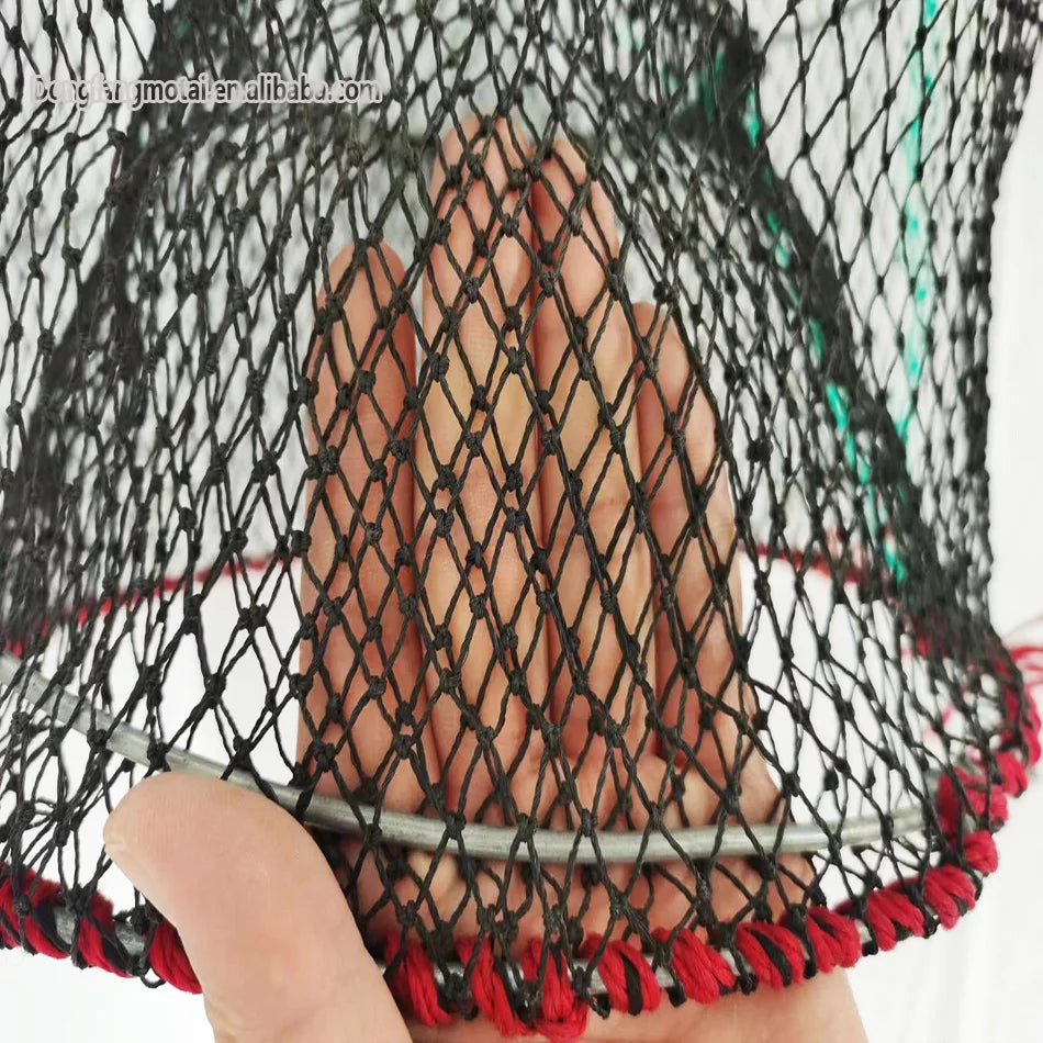 Factory Wholesale Black PE Net Foldable Crab Pot Shrimp Trap with Double Knot Agricultural Tools Fishing Cage Nylon Material
