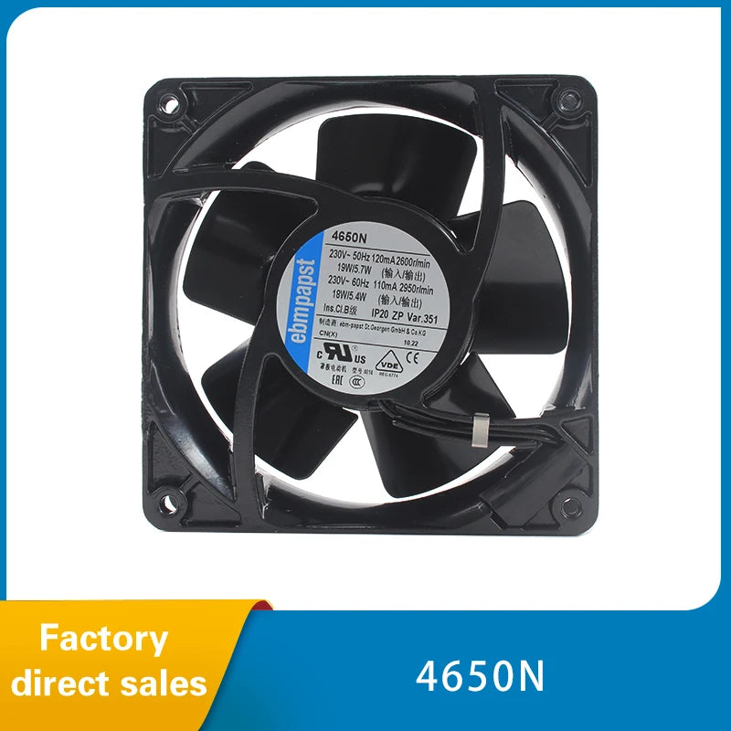 Ebmpapst 4650N 12038 230V 19w Axial Flow Fans High Temperature Resistant Cooling Fan for Industrial Equipment Cooling