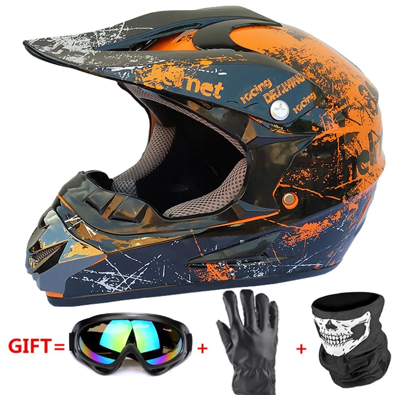 Professional Racing Casco Moto Off Road Helmet ATV Dirt Bike Downhill MTB DH Capacete Motocross Helmet With Mask Gloves Glasses