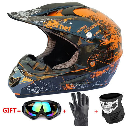 Professional Racing Casco Moto Off Road Helmet ATV Dirt Bike Downhill MTB DH Capacete Motocross Helmet With Mask Gloves Glasses
