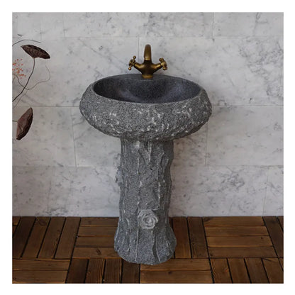 G682 Rusty Yellow Sink Freestanding Granite Pedestal Sink Vanity Stone Bathroom Sink Granite Farm Washing Outdoor Garden
