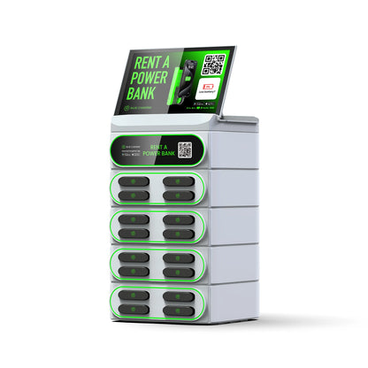 16 Slots Hospital-Grade 4G Stackable Power Bank 6000 MAh Portable Charger with Screen Sharing Rental System