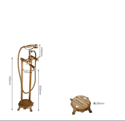 Freestanding Floor Mounted Shower Bathtub Faucet with Dual Handle Brass Construction Modern Design Hotel Use Bronze Finish
