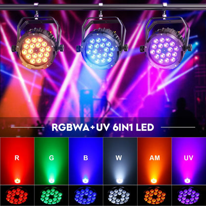 P65 Waterproof 18x10W RGBWA+UV 6In1 LED Par Light Outdoor Strobe Par Lights for DJ Night Club Disco Club Party Wedding