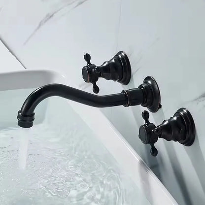 Double Handle Three Holes Bathroom Faucet Black Bronze Home Improvement Accessories Brass Bathroom Faucet 360 Rotation Crane