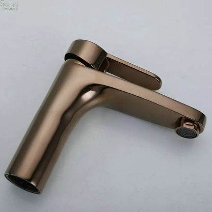 Modern Single Hole Water Sink Mixer Tap Black Brass Single Handle Faucet with 08 Rose Gold Finish for Bathroom Wash Basin
