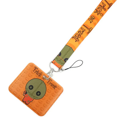 Halloween Trick R Treat Art Cartoon Anime Fashion Lanyards Bus ID Name Work Card Holder Accessories Decorations Kids Gifts