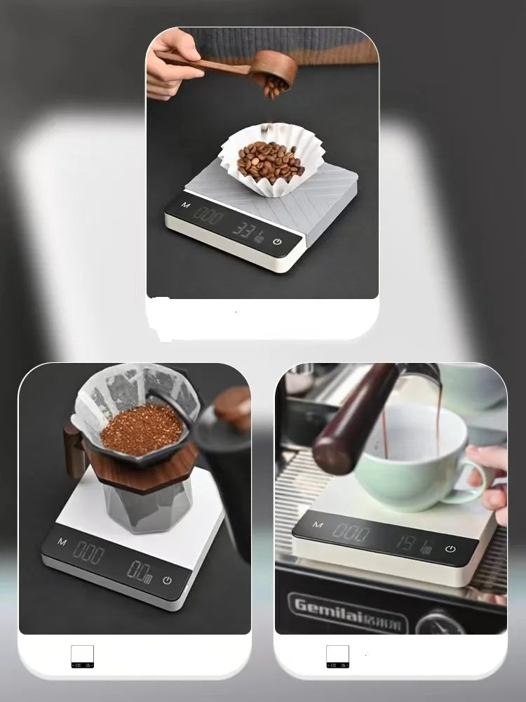 High Quality Multi-Function Digital Food Electronic Drip Chronograph Kitchen Coffee Scale with Electric Power Source