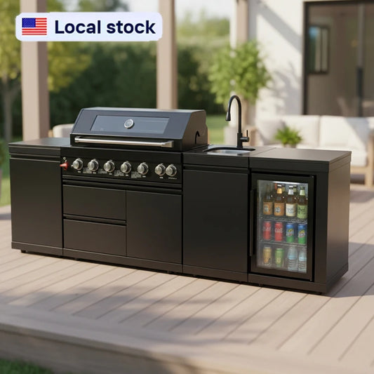 7 Days Fast Delivery Youya Hot Sale Black 85000BTU Propane/Natural Gas Grill Modular Outdoor BBQ Kitchen Set for Balcony