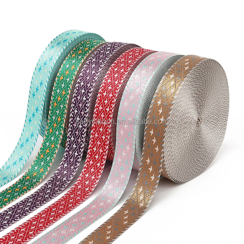 Factory Custom Jacquard Webbing Custom logo Polyester Webbing Bag Shoulder Belt Custom Clothing Accessories Webbing