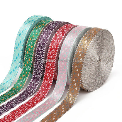 Factory Custom Jacquard Webbing Custom logo Polyester Webbing Bag Shoulder Belt Custom Clothing Accessories Webbing