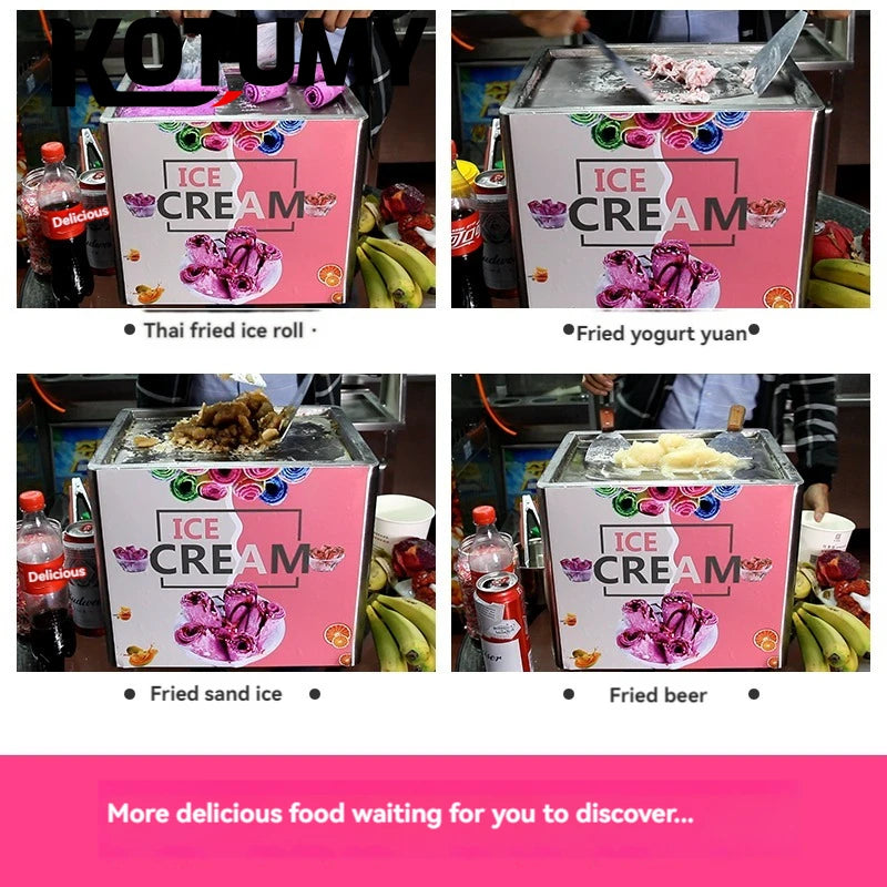 Commercial 110-220V Electric Fried Ice Cream Yogurt Fruit Smoothie Machine Tabletop Roll Machine Yogurt Smoothies Fruit Using