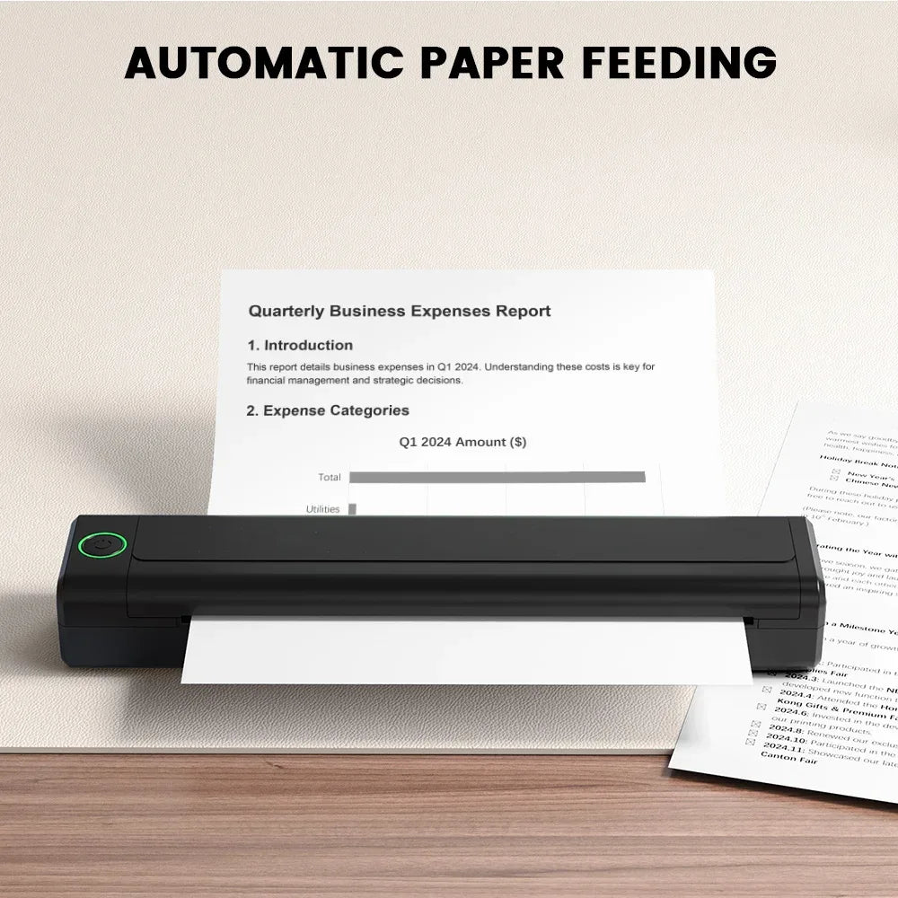 NEWYES Portable A4 Wireless Inkless Thermal Transfer Printer Mini Pocket Thermal Printer for Daily Using