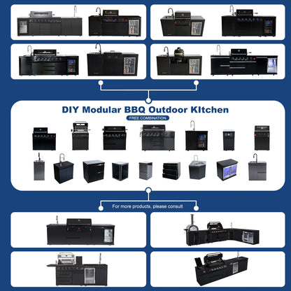 USA Inventory 3-Day Delivery High-End Rapid Heat Transfer BBQ Grill Food-Grade 304 Grill Grate With Sink Fridge Combo for Party