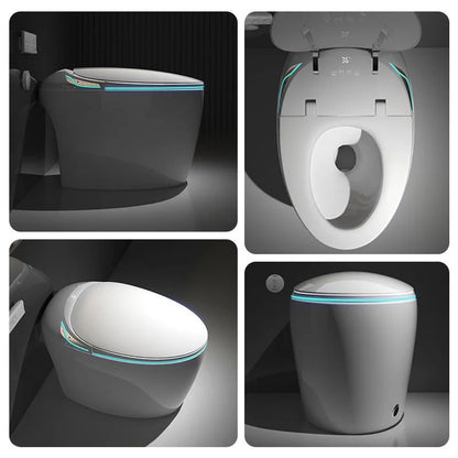 Intelligent Egg-Shaped Smart Toilet for Home Use Full-Automatic Flip Foam Shield Siphon Type Sterilization Instant Hot P-Trap