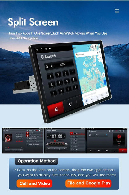 13 Inch 360° Rotation Screen Degree Double Car Multimedia GPS Player Universal 1 Din 2Din Touch Screen DSP BT Call WIFI Carplay
