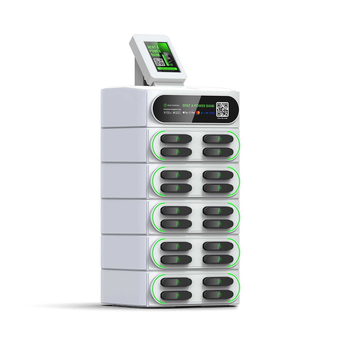 Phone Charging Shared Power Bank Station with Pos Hire Powerbank Rental 20 Slots Stack Power Bank Vending Machines