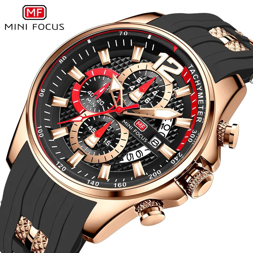 MINIFOCUS Watch Brand Luxury Analog Quartz Sport Men Watches Mens Silicone Waterproof Date Fashion WristWatch Relogio Masculino