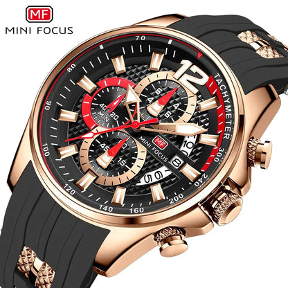 MINIFOCUS Watch Brand Luxury Analog Quartz Sport Men Watches Mens Silicone Waterproof Date Fashion WristWatch Relogio Masculino