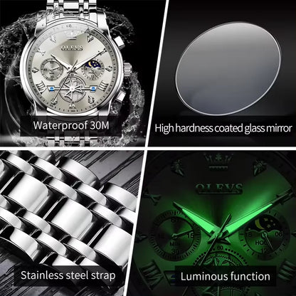 Hot Brand OLEVS Watch 2856 High Quality Men's Quartz Watch Fashion Luminous Hands Chronograph 30M Waterproof Men Watches