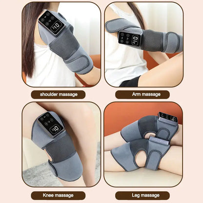 3-in-1 Smart Relief Electronic Pulse Heating & Vibrating Knee Massager Hard Shell Design for Blood Circulation & Protection