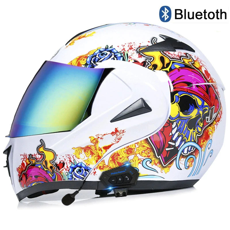 Carbon Fiber Pattern Electric Scooter Motorcycle Blueto0th Wireless Headphone Speaker Open Face Double Lens Full Face Helmets