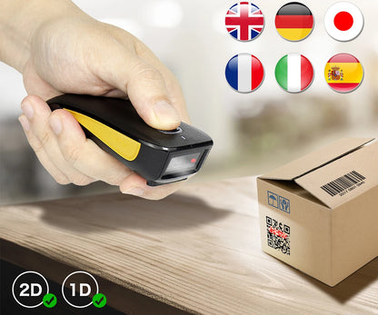 NETUM C750 Barcode Scanner Wireless Bluetooth Pocket USB 1D 2D for Inventory Barcode Reader for Tablet IOS Android-Fast Shipping