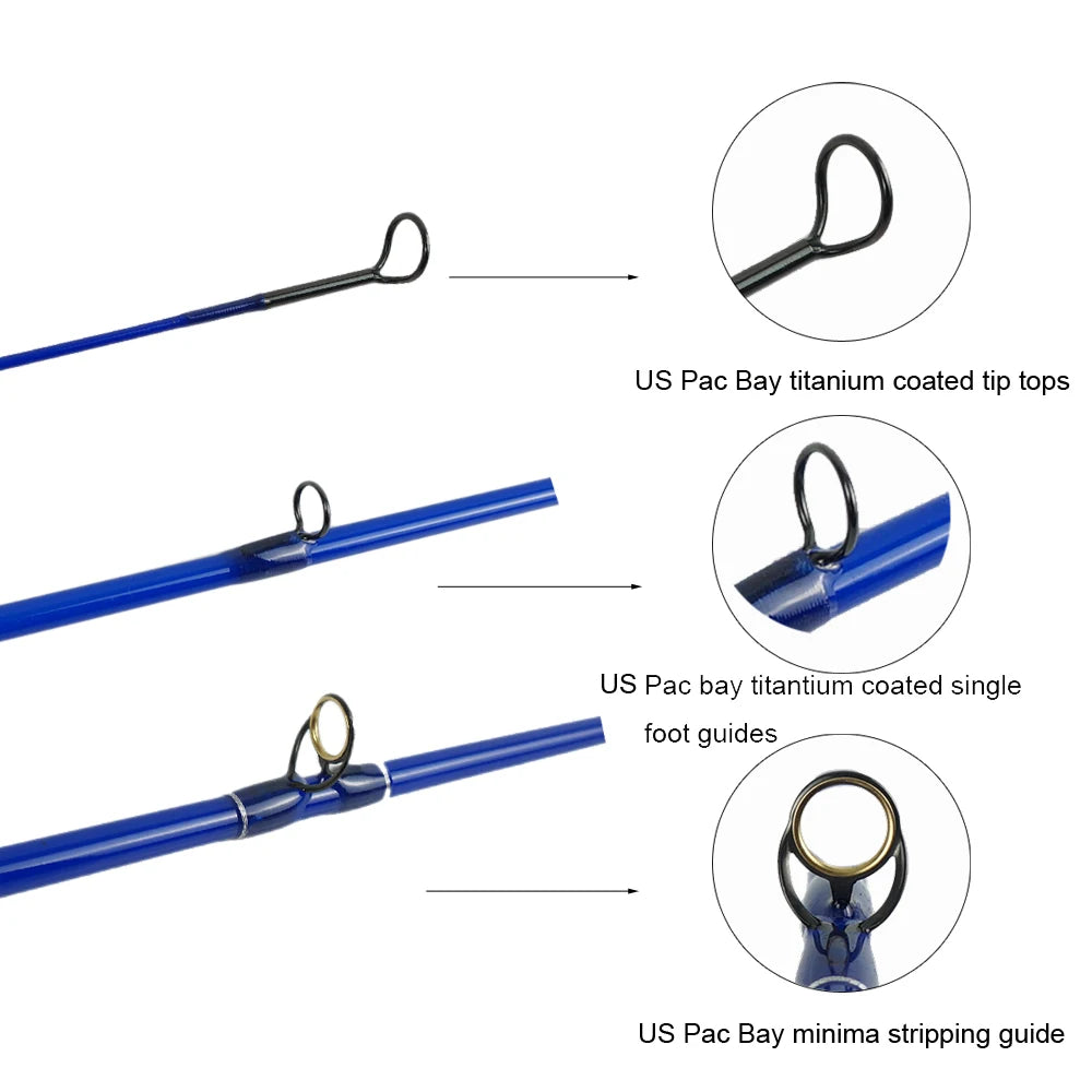 S Fiberglass Fly Rods LW8 for Saltwater Fishing B02