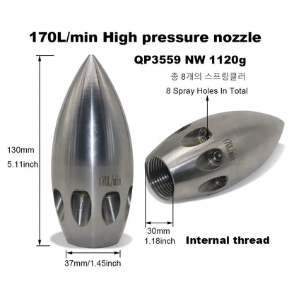1/2 G1/2 High Pressure 8-Hole Nozzle Sewage Sludge Pipeline Flushing Gun Nozzle for Cleaning and Washing Tool Kit