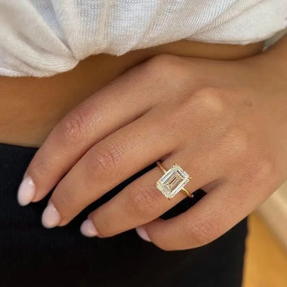 IGI Certified 5CT Emerald Cut Lab Grown Diamond Ring F Color VS Clarity 14K Gold 3.5GM Premium Fine Jewelry Wedding Engagement