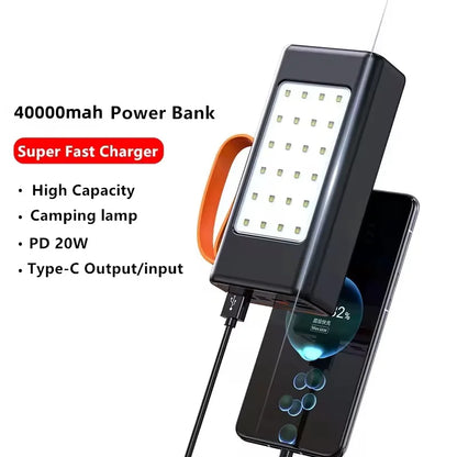 LOGO Custom 5 Output 40000mAh Super Power Pack LED Light High Capacity Portable Power Pack 66W Fast Charging Universal Charger