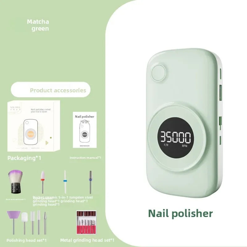 35000 Rpm 5000 MAh Battery Professional Nail Nail Removal Machine Polishing Portable Electric Nail File with Grinding Head