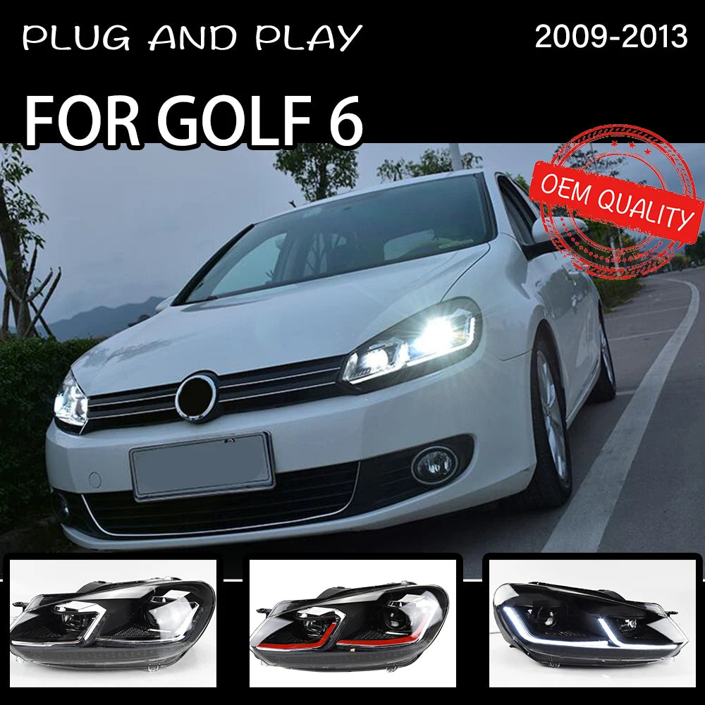 Headlight For VW Golf 6 MK6 2009-2013 Car автомобильные товары LED DRL Hella 5 Xenon Lens Hid H7 Golf6 Car Accessories