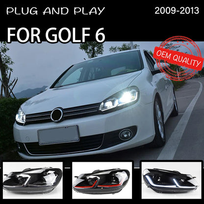 Headlight For VW Golf 6 MK6 2009-2013 Car автомобильные товары LED DRL Hella 5 Xenon Lens Hid H7 Golf6 Car Accessories
