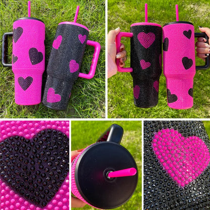 Us in Stock 40 OZ Sparkle Rhinestone Easy Clean Stainless Steel 40OZ Uv Dtf Cup Wraps for Home Office Outdoor Daily Use