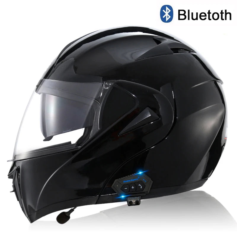 Carbon Fiber Pattern Electric Scooter Motorcycle Blueto0th Wireless Headphone Speaker Open Face Double Lens Full Face Helmets