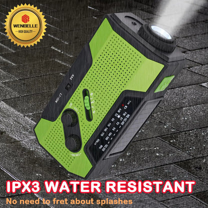 CE Certified 2000mAh Solar NOAA Radio LED Multi-Power Source for Wildfire Safety Flashlight Clock Internet Radio FM Radio