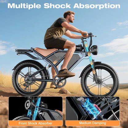 1500W New Lithium Battery Fat Tire 20-inch Electric Snow Bike Fat Bike 48V 20A Beach Off-road Road City Anti-motorcycle Model