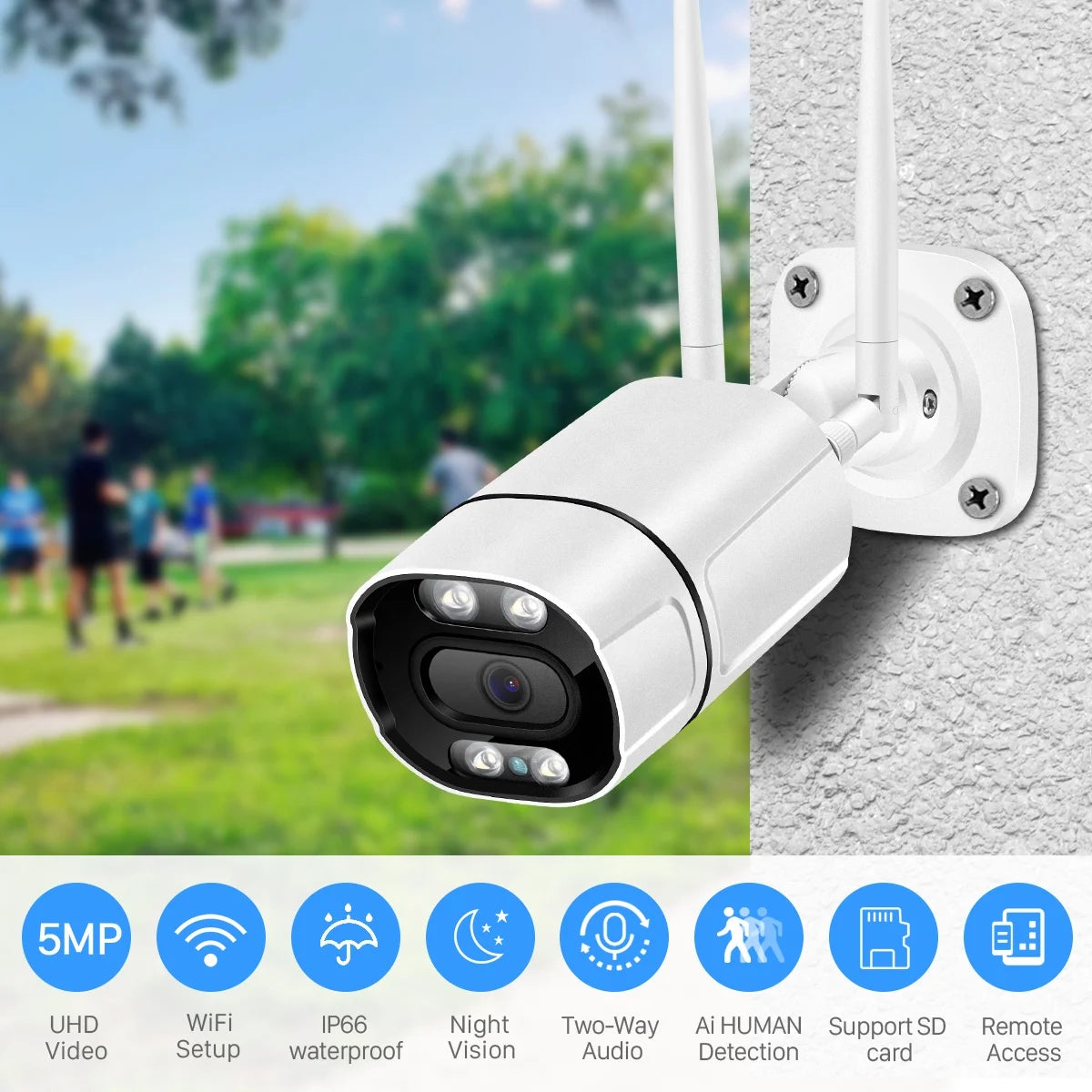 BESDER Super HD 5MP Outdoor CCTV IP Home Surveillance Camera Wireless IP66 Waterproof Metal Body Wifi IP Security Camera